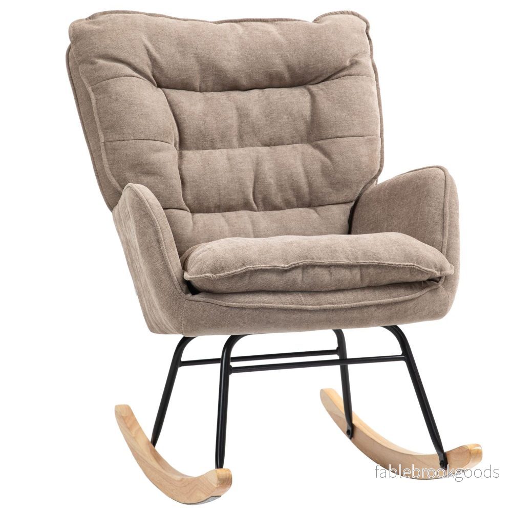 Brun fåtölj – Chenille Look, 120 kg Capacity Rocker