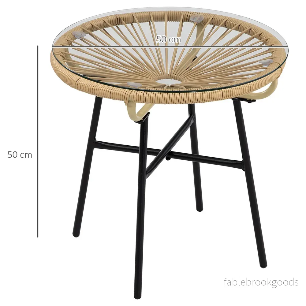 Runt bistrobord för trädgård eller uteplats, svart & beige, 50 cm - Bild 3