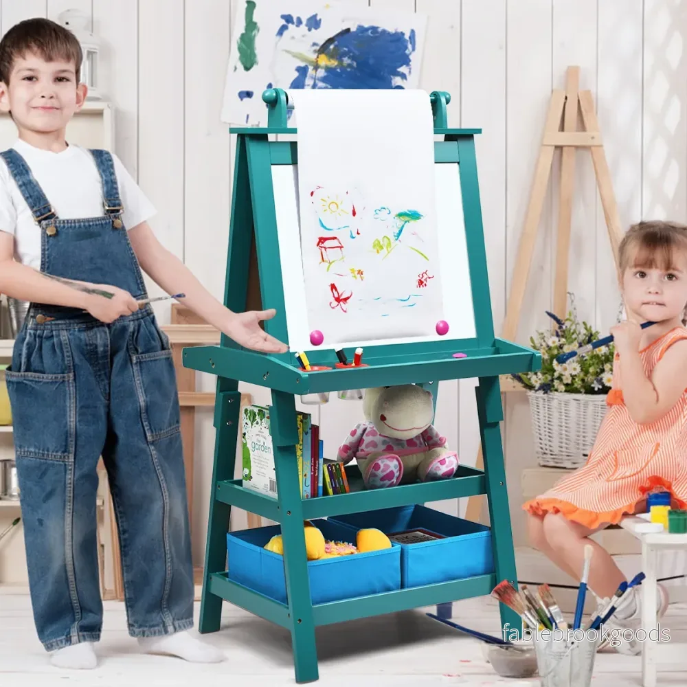 i – barnstafli Barntavla Dubbelsidig whiteboard och svarta ritpapper – 3 1 59 x 50 x 117 cm – Blå - Bild 3