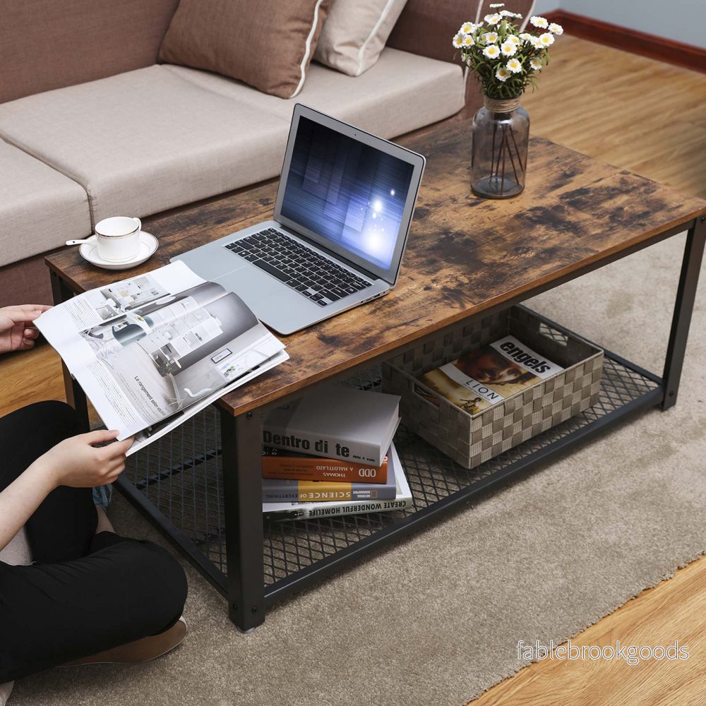 Soffbord – vintagelook – robust design – brun/svart - Bild 3