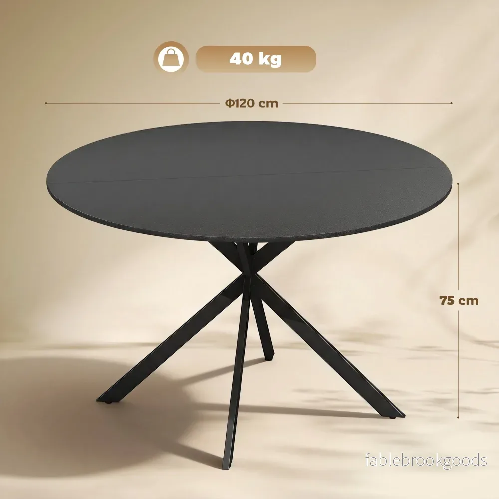 Runt matbord, träliknande yta, plats för 4, 120 cm - Bild 3