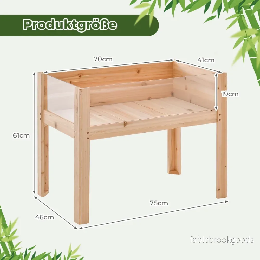 upphöjd – bädd med dräneringshål och transparenta akrylpaneler – 50 L 75 x 46 x 61 cm – Natur - Bild 2