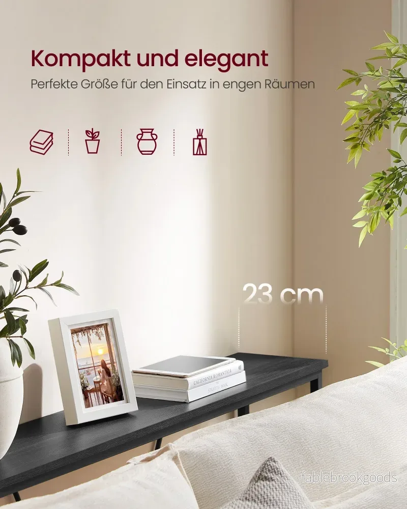Consoletafel - 120 cm Breed - Smal - Industrieel Design - Zwart - Bild 3