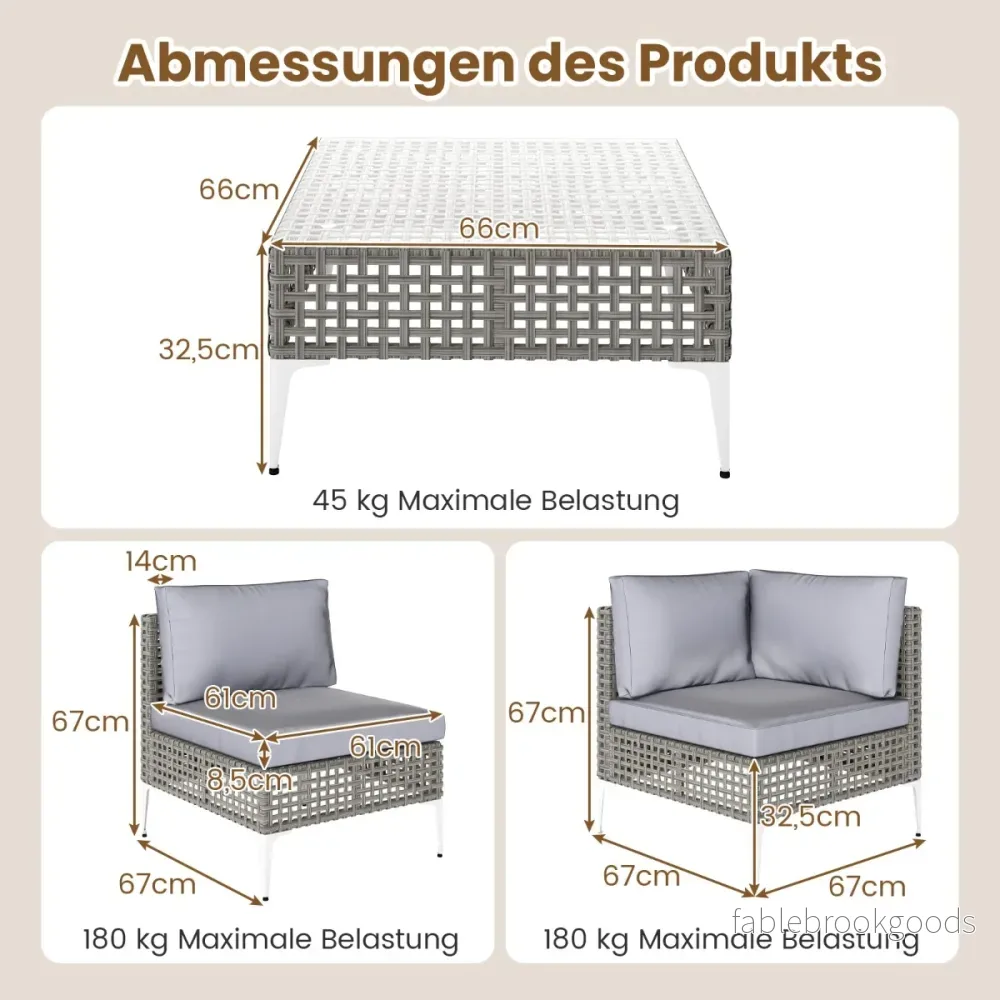 Delat – Rattan Trädgårdsmöbel Set Balkongmöbel med sitt och ryggkuddar Trädgårdsgarnitur – 5 – Grå - Bild 2