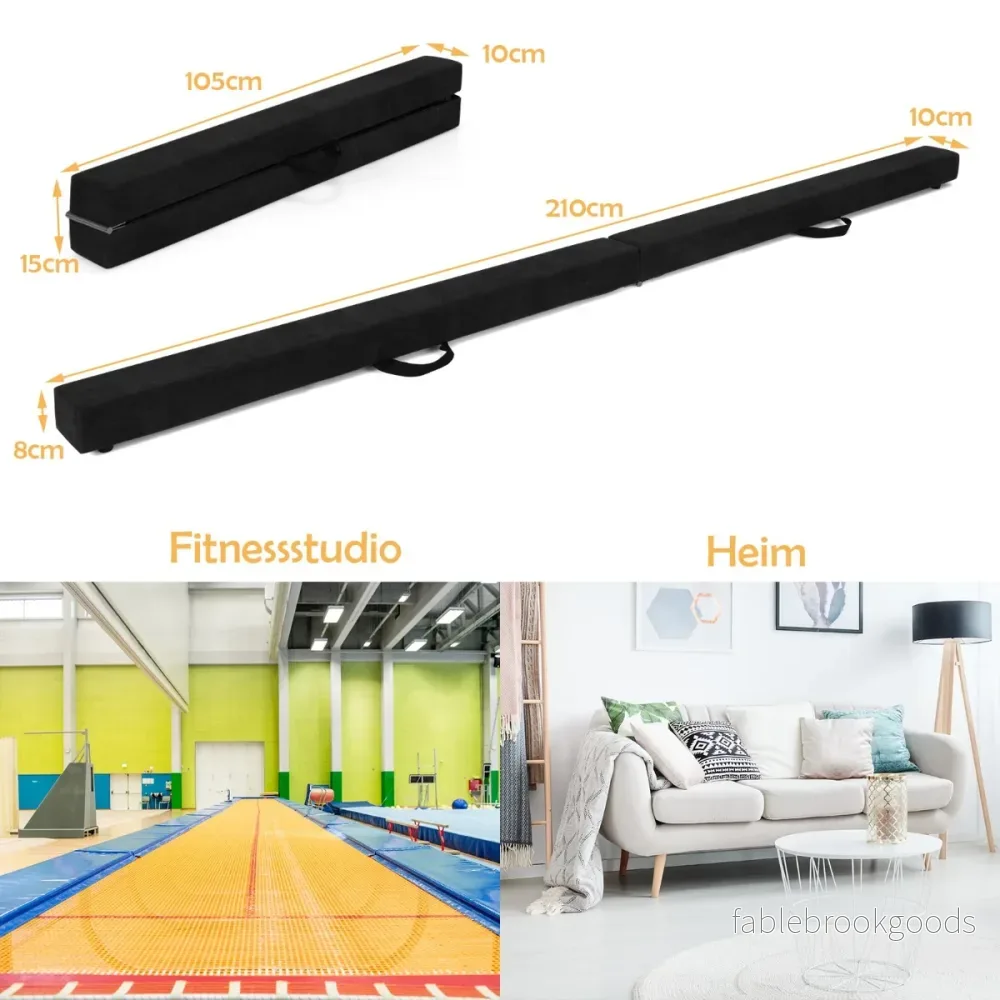 Balansbalk – Gymnastikträning Vikbar Hållbar Fitness – 2,1 m – Svart - Bild 3