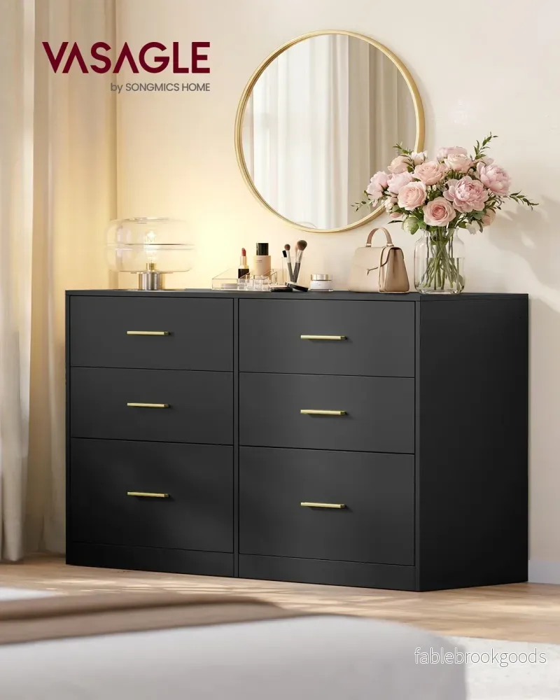 Commode - 40 x 119 x 78 cm - 6 lades - inktzwart - max. belasting bovenpaneel 75 kg - max. belasting per lade 10 kg - Bild 2