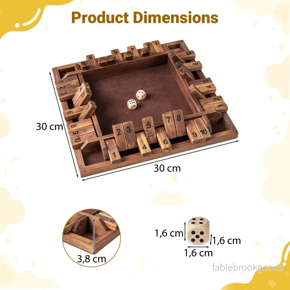 Shut – The Box spel för med tärningar och robust – 2-4 2 – Brun - Bild 2