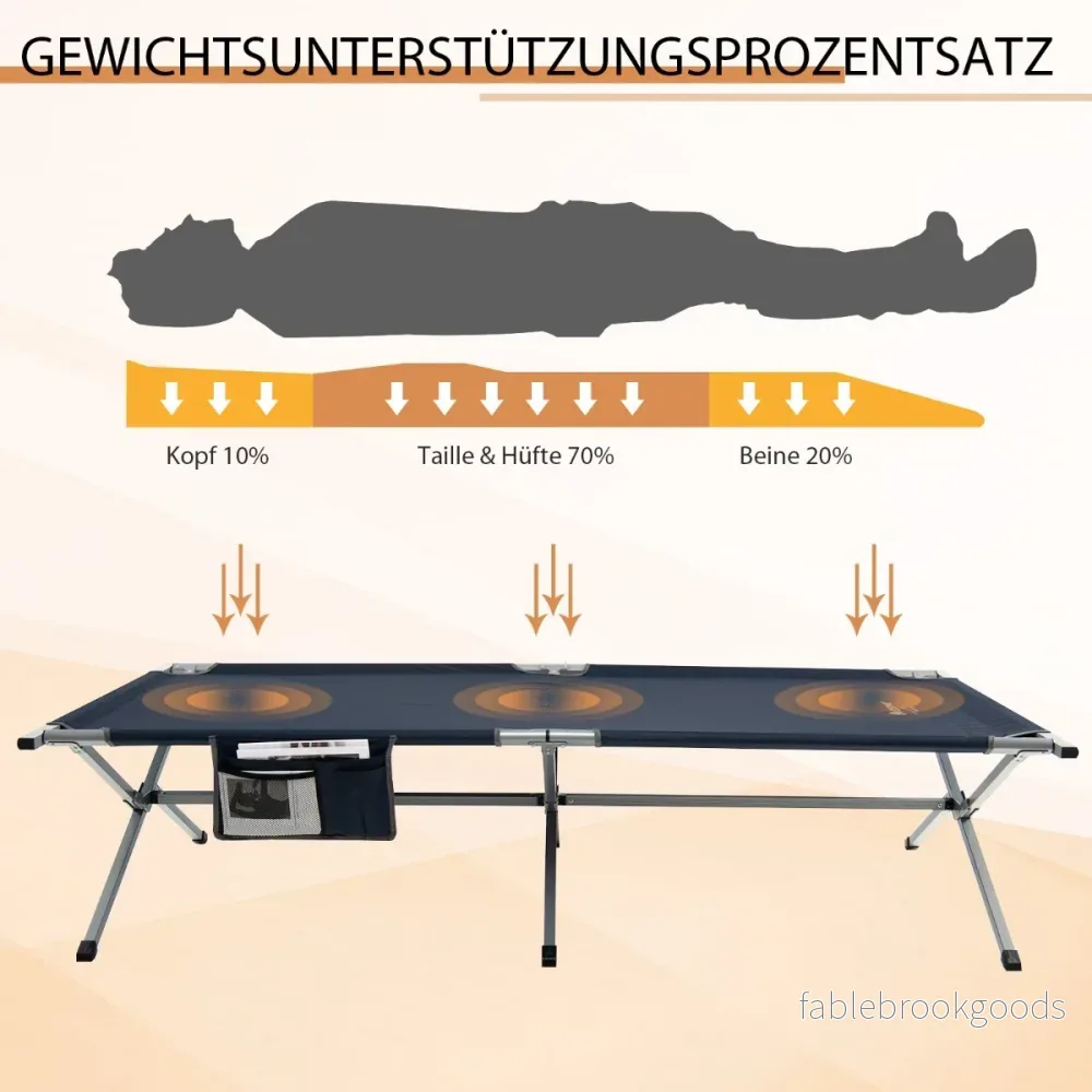 Hopfällbar – tältsäng XXL Campingsäng med sidoficka – 214,5 x 106 cm – Blå - Bild 2