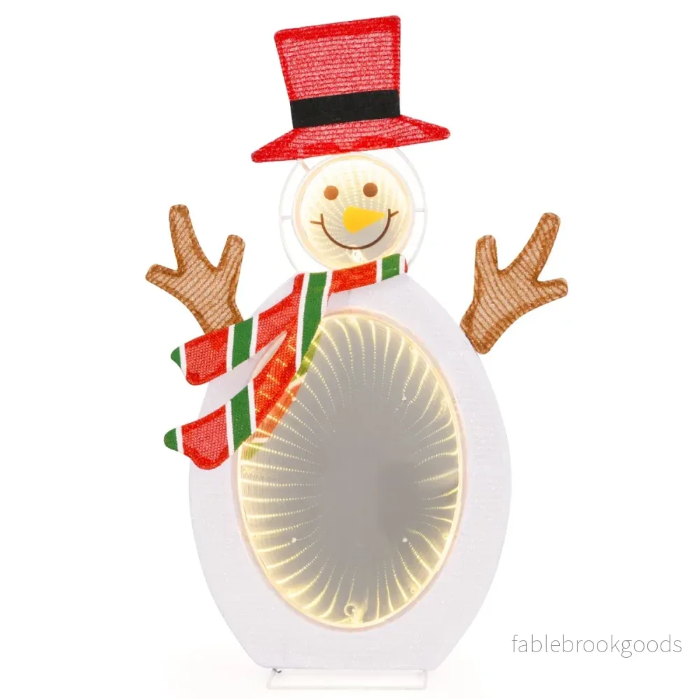 LED Snögubbe – med Tunnelljus Julfigur Julljus – 2 – Vit