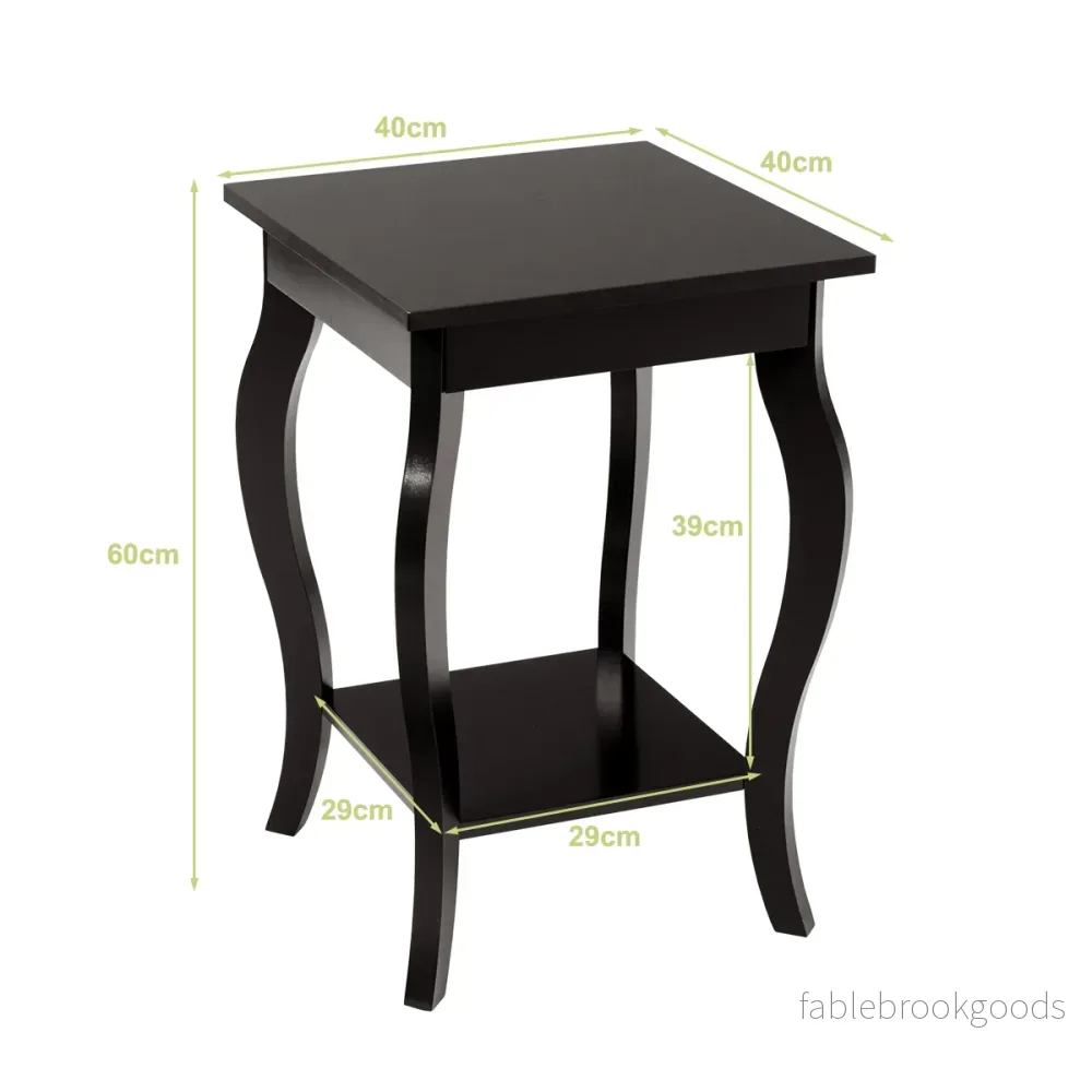 Set – med eleganta sidobord böjda ben och våningshyllor för vardagsrum sovrum – 2 2 – Brun - Bild 2
