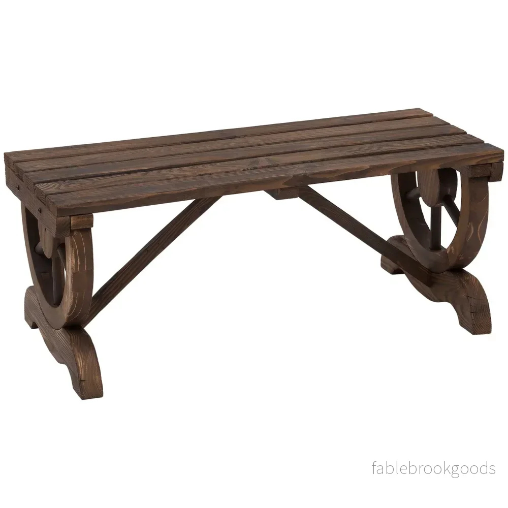 Trädgårdsbänk i trä, väderbeständig rustik design, 98 x 50 x 39,5 cm Trädgårdsbänk i trä, väderbeständig rustik design, 98 x 50 x 39,5 cm