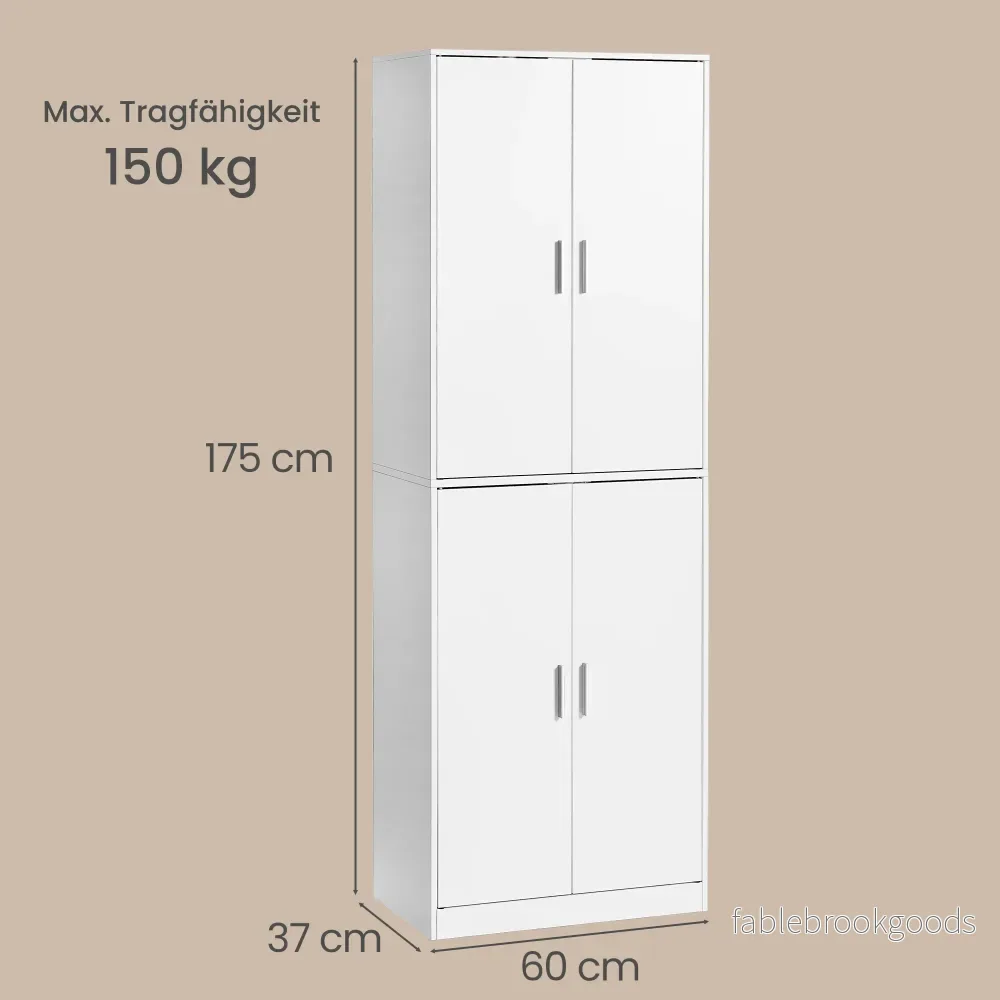 Schoenenkast - 175 cm Hoog - Verstelbare Planken - Met Deuren - Wit - Bild 3
