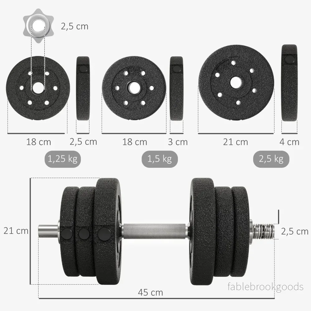 Hantelset 25KG hantelset med viktskivor för hemmakontoret gym stål konstläder svart - Bild 3