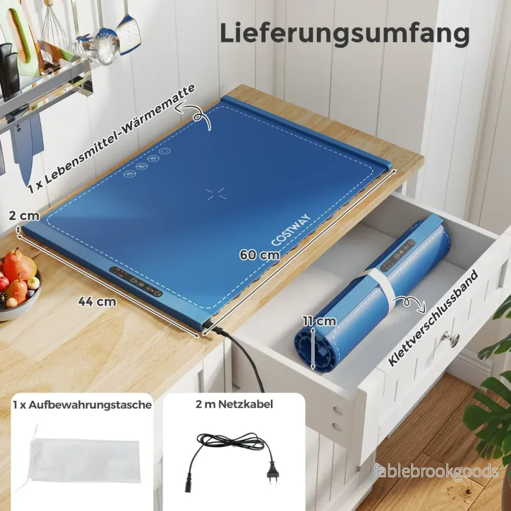 Elektrisk – värmematta rullbar silikon varmhållningsplatta med justerbar temperatur – Blå - Bild 2
