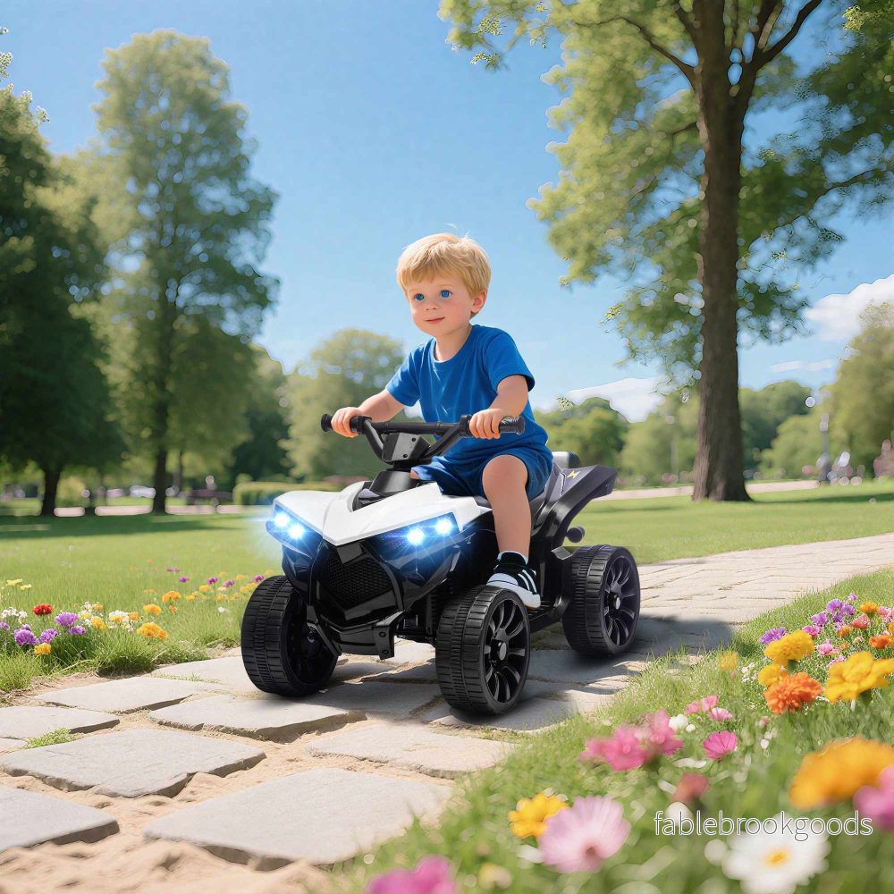Elfyrhjuling för barn – 6V-motor, musik, strålkastare, 3-6 år - Bild 2