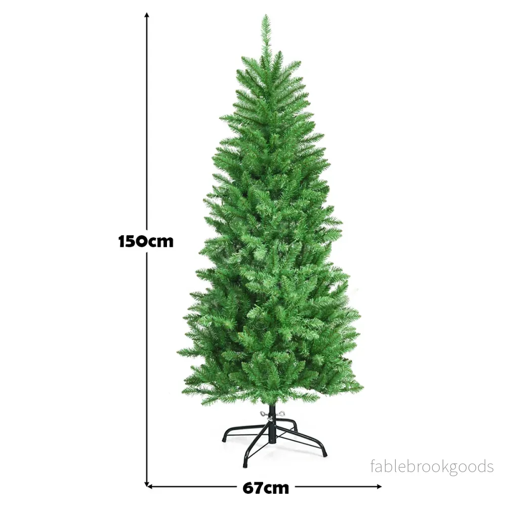Hög – upplyst konstpennas julgran med varmvit ljusgrön – 150 cm – Grön - Bild 3