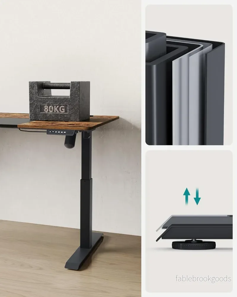 Elektriskt skrivbord – Justerbart i höjdled – Brun - Bild 2
