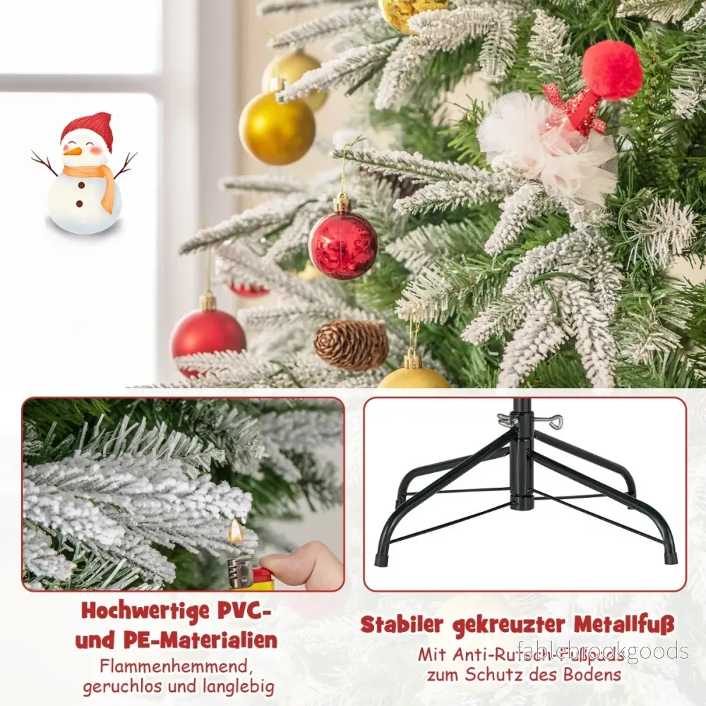 Hög – upplyst julgran snötäckt med gångjärnsstruktur – 190 cm – Grön - Bild 3