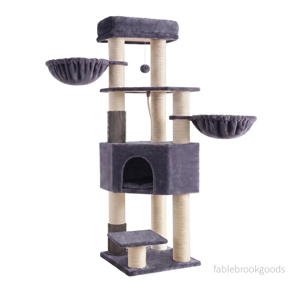 Krabpaal - Met Sisalstammen en Rustplateaus - Voor Grote Katten - Donkergrijs - 50 x 50 x 160 cm - Bild 2