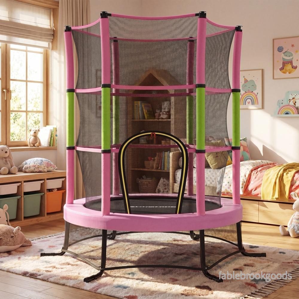 Kindertrampoline - 174 cm - Veiligheidsnet - Randbescherming - Roze - Bild 3