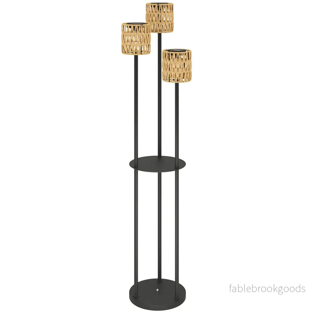 Solar golvlampa, rotting, Boho Style, utomhus, IP44 vattentät