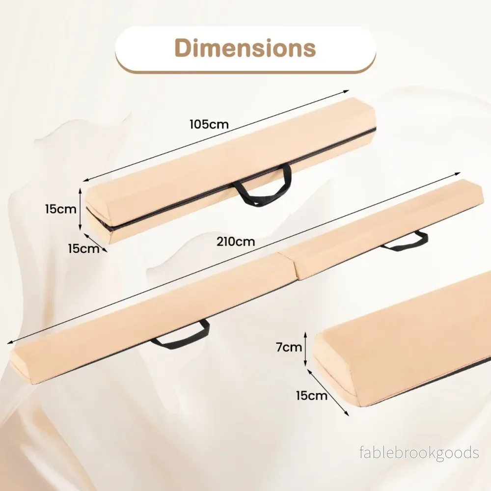 Balansbom – Gymnastikbom fällbar halkfri upp till – 73 kg 210 cm – Beige - Bild 2