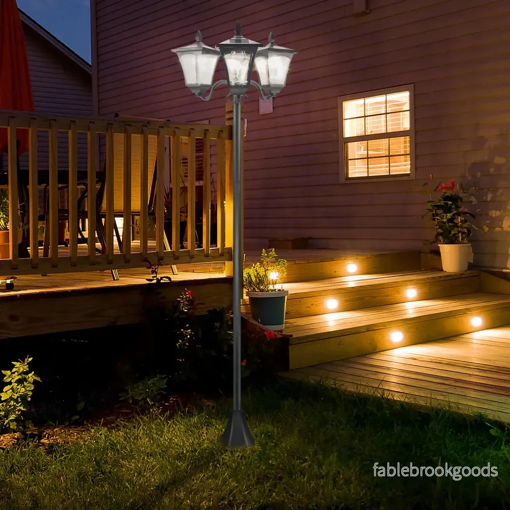Solar Garden Path Light, 3 lågor, rostfritt stål, LED - Bild 2