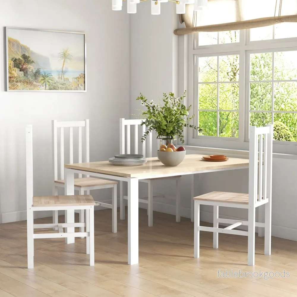 4-delade matstolar i massivt trä, modern design, naturlig - Bild 2