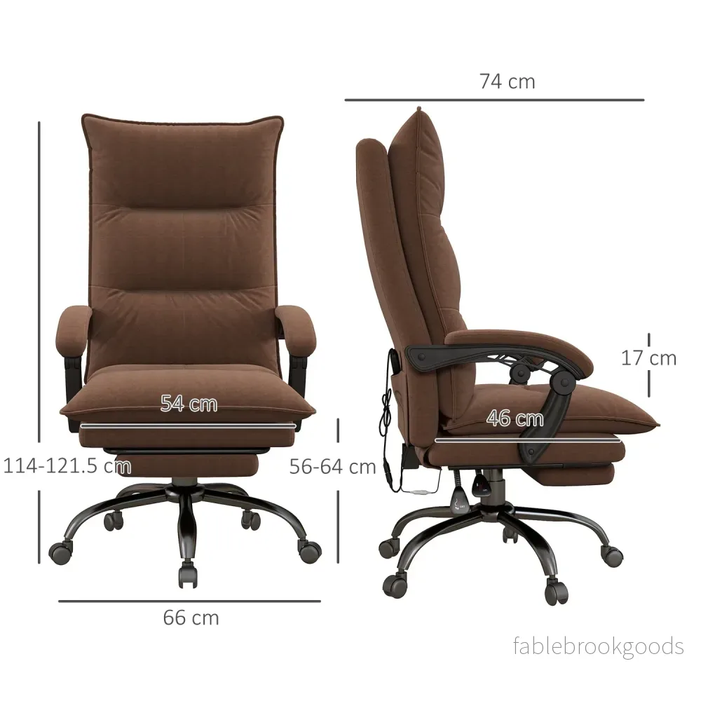 Ergonomisk kontorsstol med massage, 155° lutning – brun - Bild 3