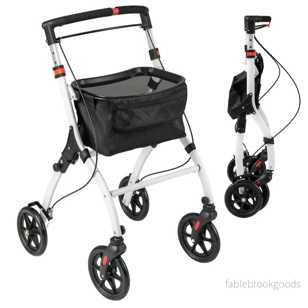 Smal – rollator med vägs höjdjusterbar och bricka hjul bromsar gånghjälp – 5 4 – Svart - Bild 3