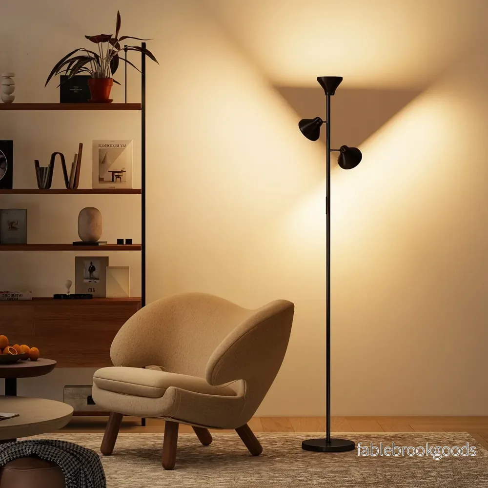 Dimbar golvlampa med läslampa, RGB, fjärrkontroll - Bild 2