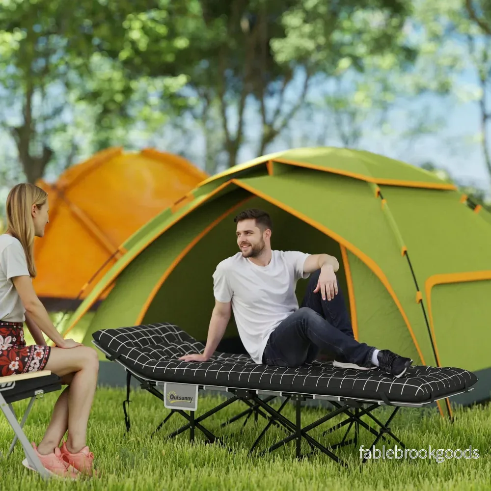 Hopfällbar campingsäng med sidficka – halkfri, 150 kg kapacitet - Bild 2