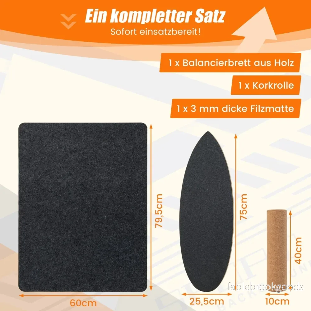 Balansbräda – gjord av trä Wobble Board med rull och filt i Balance Kit – 3 1 – Svart - Bild 2