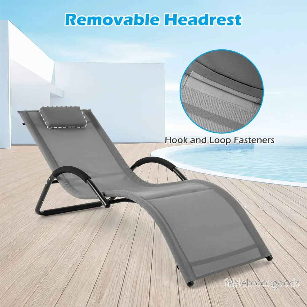 Ergonomisk – solstol med avtagbart huvudkudde liggstol belastbar upp till – 160 kg – Grå - Bild 3