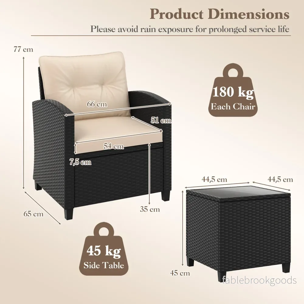 delars – Rattan Trädgårdsmöbelset inklusive fåtöljer och sidobord, sittgrupp med kuddar – 3 2 1 – Beige - Bild 2