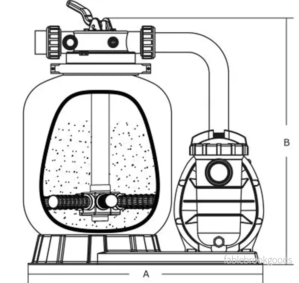 Sandfilterset FSP400 med toppmonterad 6-vägsventil och centrifugalpump med förfilter - Bild 2