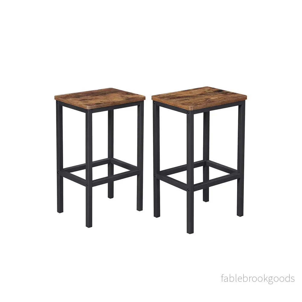 Barstolar Set om 2 – Industriell design – Vintage brun/svart
