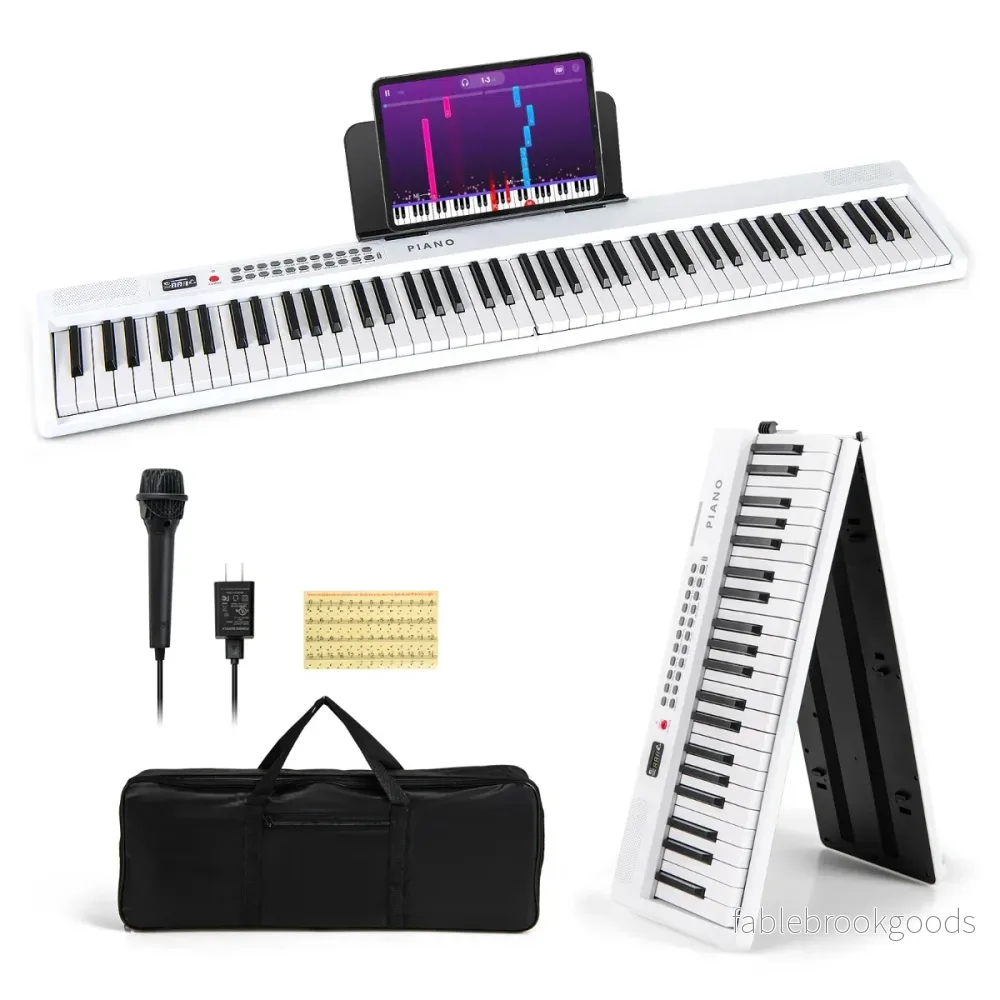 tangents – piano keyboard med rytmer toner hopfällbart – 88 1000 1000 – Vit