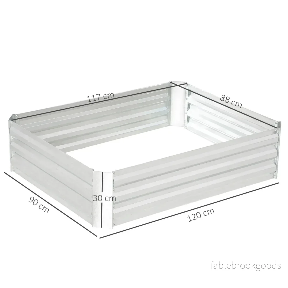 Upphöjd trädgårdsbädd i galvaniserat stål – 120x90x30 cm Silver - Bild 3