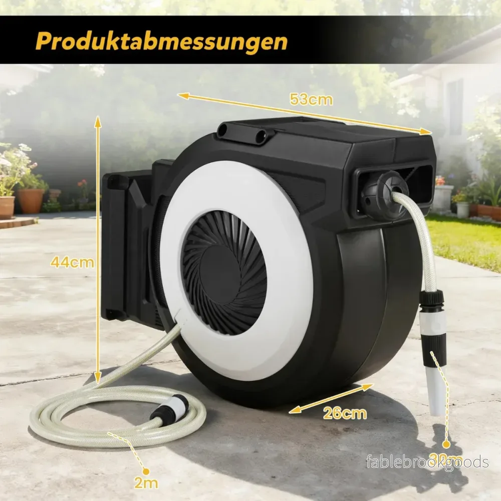 Utdragbar – trädgårdsslangbox vattenslang med tillförselslang Väggmonteringsset – 30 m 2 m – Svart - Bild 2