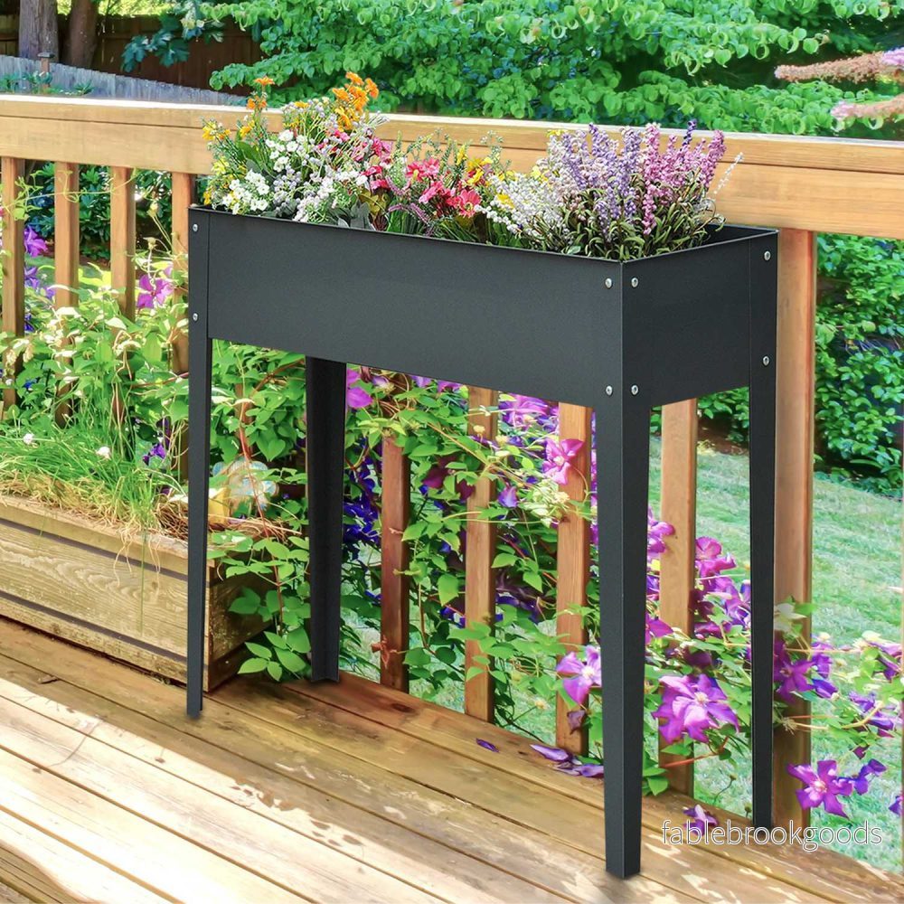 Trädgårdssäng i metall – 100x30x80 cm, med dränering - Bild 2