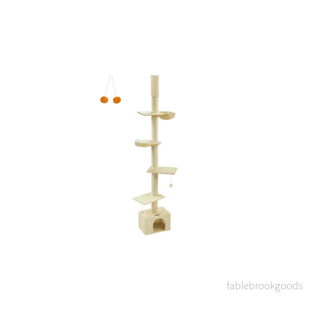 Skrapstolpe Tak Hög Justerbar Plysch Beige Skrapstolpe Tak Hög Justerbar Plysch Beige