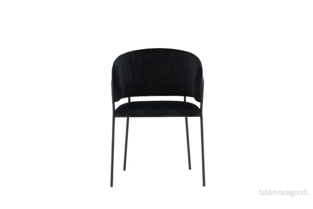 Selma Matstolar 2-pack Svart – Eleganta Sammetsstolar med Armstöd | Venture Home - Bild 2