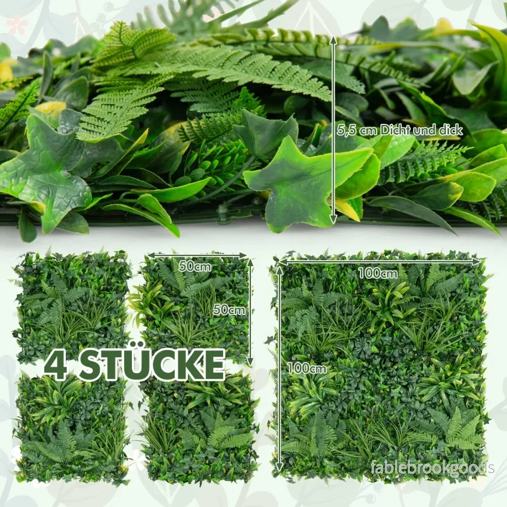 stycken – konstgjorda häckpaneler i buxbom med olika löv solskyddande väggpaneler – 4 – Grön - Bild 2