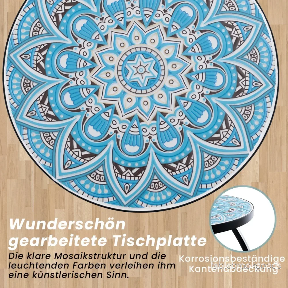 Sidobord – Mosaikbord Runt Mosaikträdgårdsbord Bistrobord och – 35 x 55 cm – Blå - Bild 3
