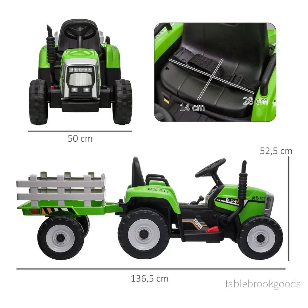Elektrisk åktraktor för barn med släp och fjärrkontroll - Bild 3