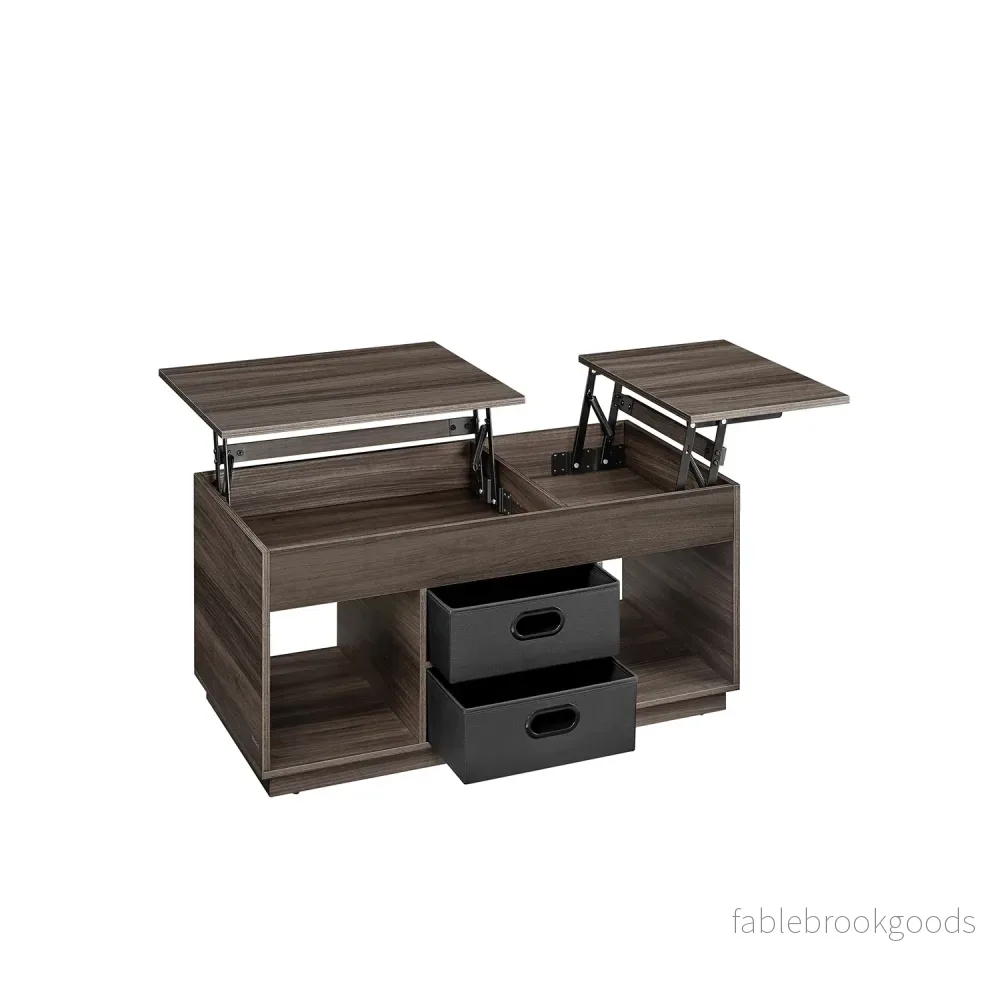 Soffbord med 2 lådor och fack – Snygg design – Askbrunt