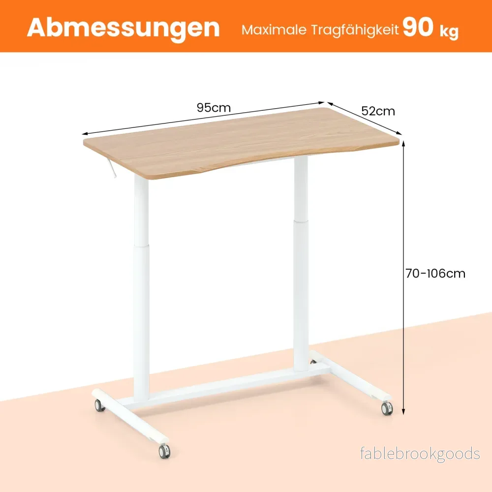 C – formad skrivbord med hjul höjdjusterbart datort Ståbord – 70-106 cm – Natur - Bild 2