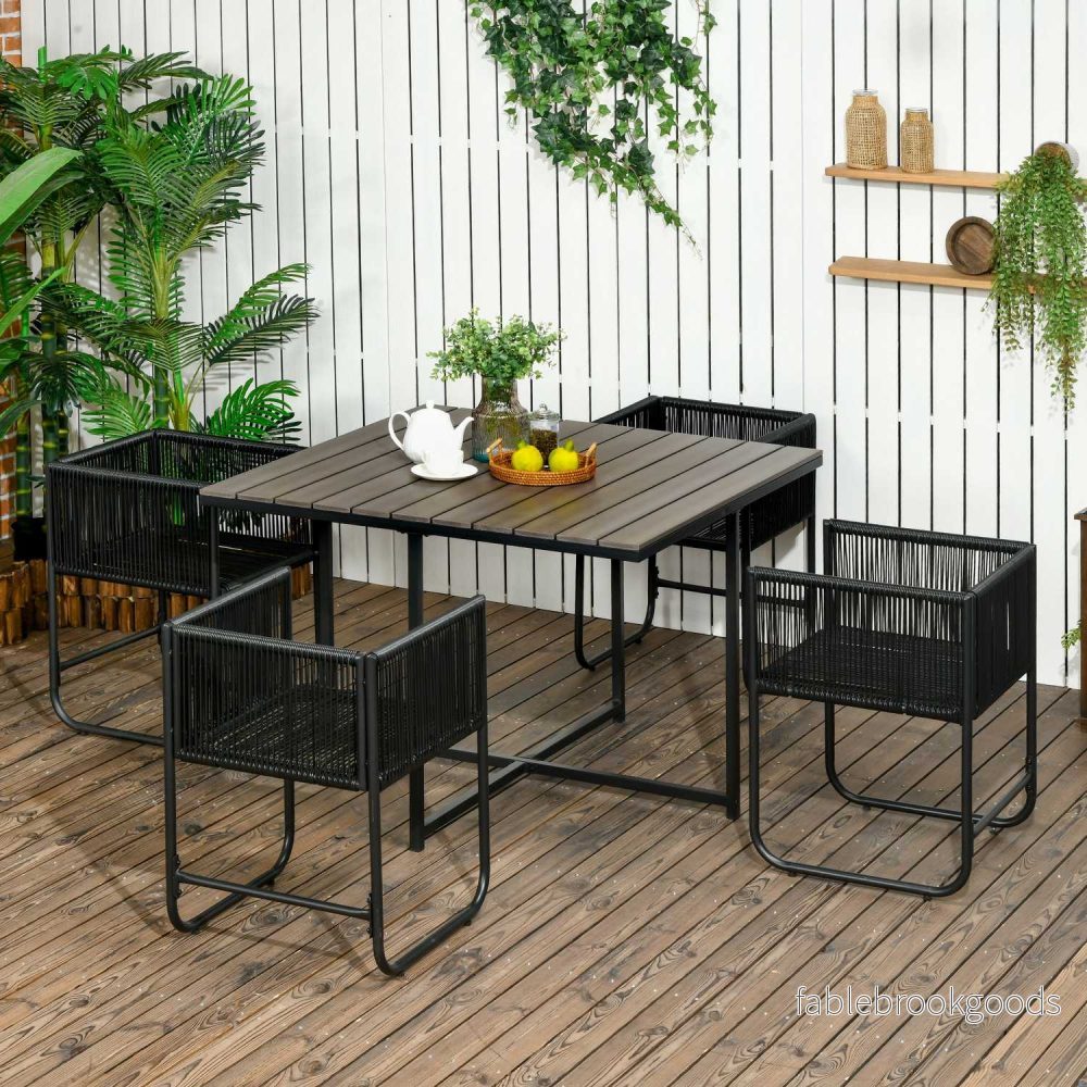 Trädgårdsmatset i polyrattan – 5 delar, inklusive bord och stolar - Bild 2