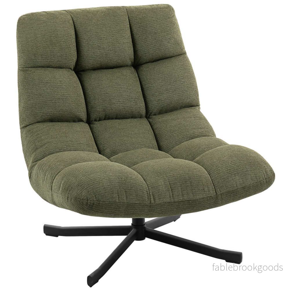 Snurrfåtölj, bred sits, vattenavvisande chenille, grön